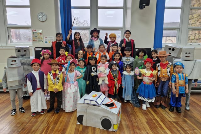 Pupils at Warwick Road Primary School in Batley on World Book Day.