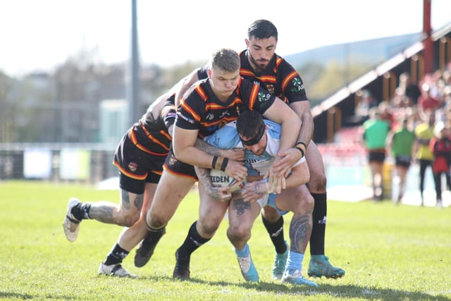 Match action from Dewsbury Rams v Hunslet at the FLAIR Stadium on Good Friday