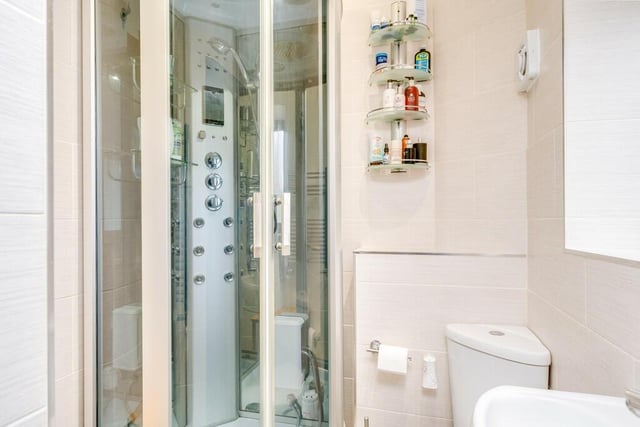A shower unit in one of the en suite facilities has an inbuilt sauna, water jets, steam and speakers.