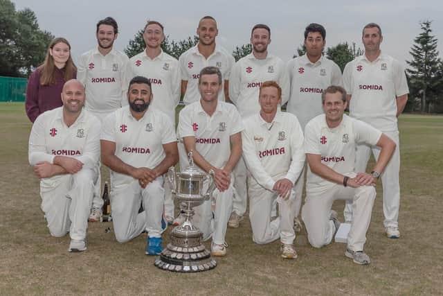 Bradford League champions Woodlands with the Premier Division trophy they have retained. Picture: Ray Spencer