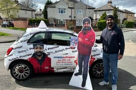 Serge Notay, owner of Notay’s Convenience Store on Oakhill Road, in association with the delivery app, has introduced a life-size cutout of himself at the store’s entrance.