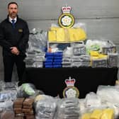 Detective Chief Superintendent Carl Galvin of the YHROCU with the seized drugs.