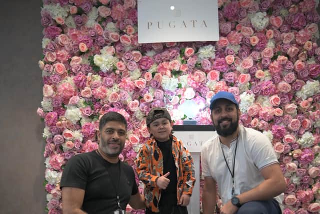 Social media sensation Abdu Rozik, centre, made a visit to Batley jewellers Pugata. describing it as “the most Instagrammable” jewellery brand in the UK.