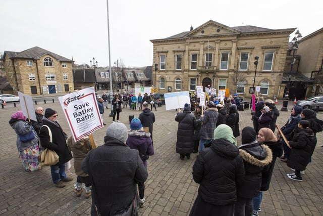 Over 100 people gathered in Batley town centre in protest.