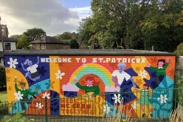 The new colourful and vibrant mural at St Patrick’s Catholic Primary Academy