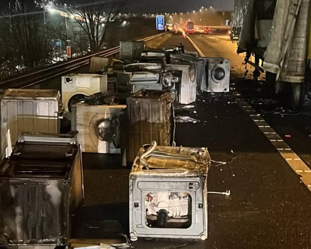 Drivers warned of delays as recovery operation continues following a lorry fire at junction 25