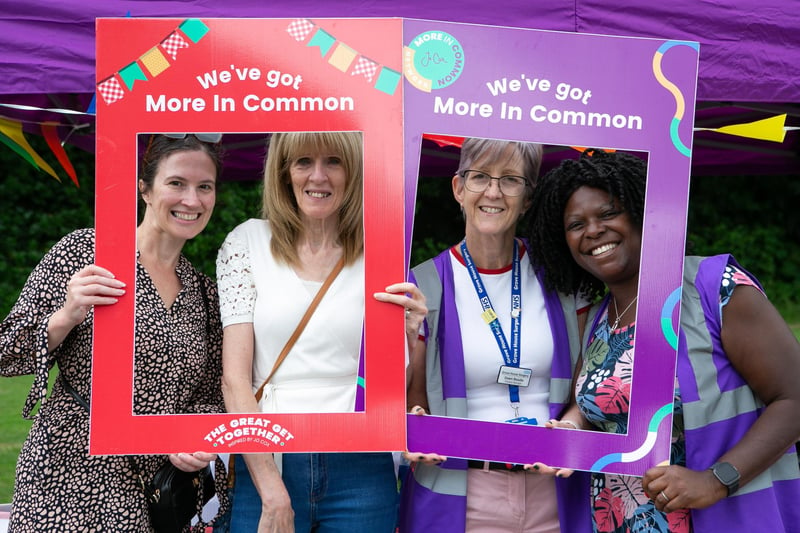 From left to right, Rachael Farrar, Jean Sidedlecka, Dawn Beadle and Dr Chantel Ratcliffe of Grove House Surgery enjoying their time at the Great Health and Wellbeing Get Together in Wilton Park, Batley.