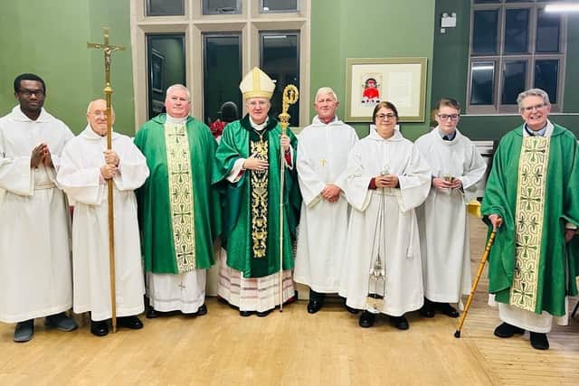 Arthur Roche, fourth from the left, “returned to his roots” at St Joseph’s Catholic Church to say his first mass in the UK since his ordination - despite offers from elsewhere in the country. Sacristan at the church, Douglas Sykes, second from the left, said the newly-appointed Cardinal-Deacon "came across as a very humble man and his address to the congregation was from the heart."