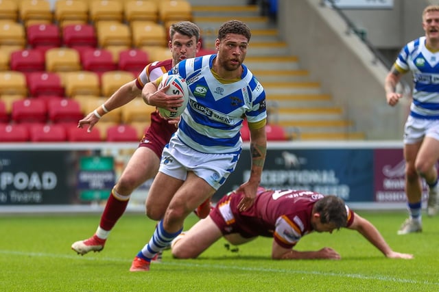 James Woodburn-Hall crosses for a try for Halifax