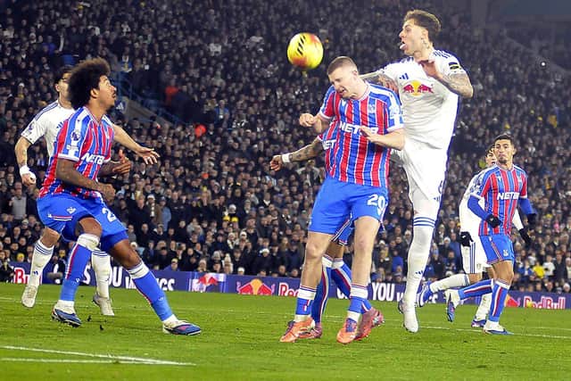 Joe Rodon gets a header in.