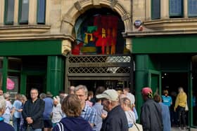 Crowds outside the building as it re-opened on Saturday, September 5.