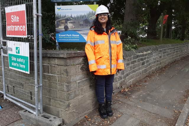 Councillor Musarrat Khan, Cabinet Member for Health and Social Care, on site at Knowl Park House, Mirfield