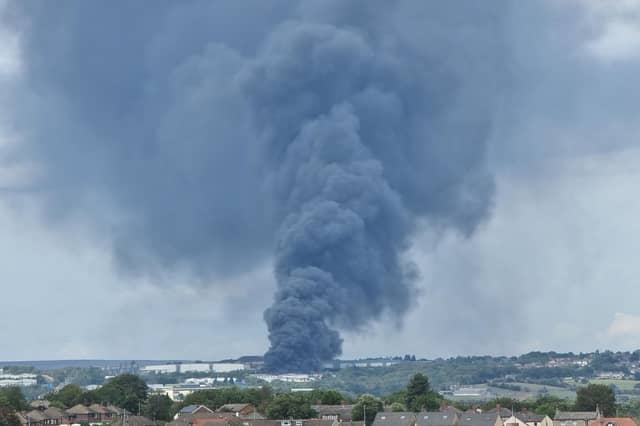 A huge fire which broke out at a Bradford industrial estate on Saturday could be seen for miles around - including across North Kirklees.
