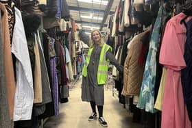 Neve Carnes, volunteer recruitment coordinator at Batley Oxfam, in the online warehouse.
