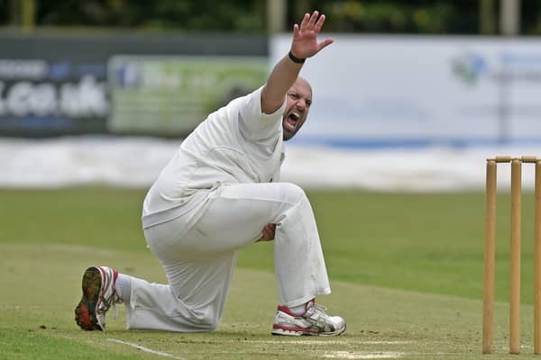 Chris Brice suffered an injury when trying to hit the winning runs for Woodlands against Jer Lane in the Bradford Premier League.