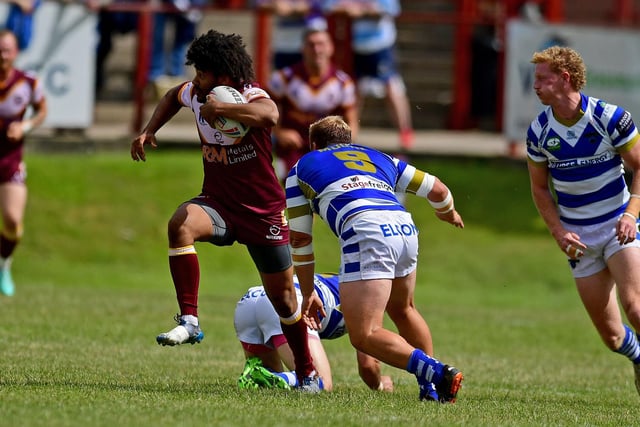 Batley's Johnny Campbell stretching his legs in the first half
