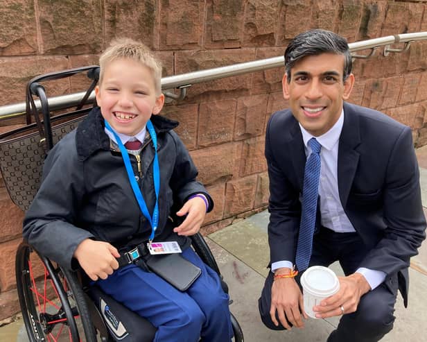 Zach Eagling pictured with Prime Minister Rishi Sunak when he was Chancellor at the Conservative Party Conference in 2021.Zach has now been recognised by the now Prime Minister following his campaign to protect people with epilepsy from online harm.
