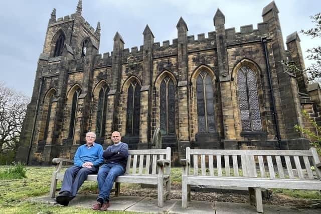 Malcolm Brooke, left, outside St John's Church on Boothroyd Lane, Dewsbury, which is celebrating its 200th anniversary this year.