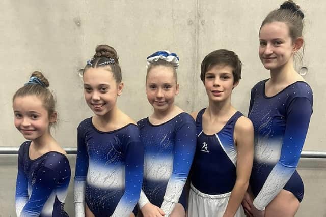 Town Flyers' Saturday finalists in the National League Championships, from left, Mollie Hyams, Esme Keal, Lily Hamilton, Daniel Pellegrina and Holly Walker.