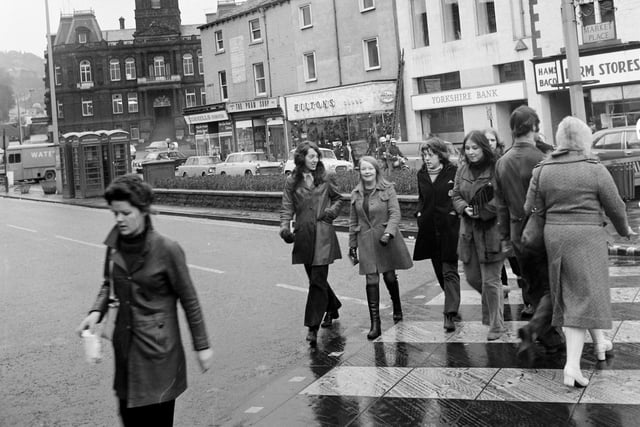 Dewsbury Market Place and Shops in March 1972.