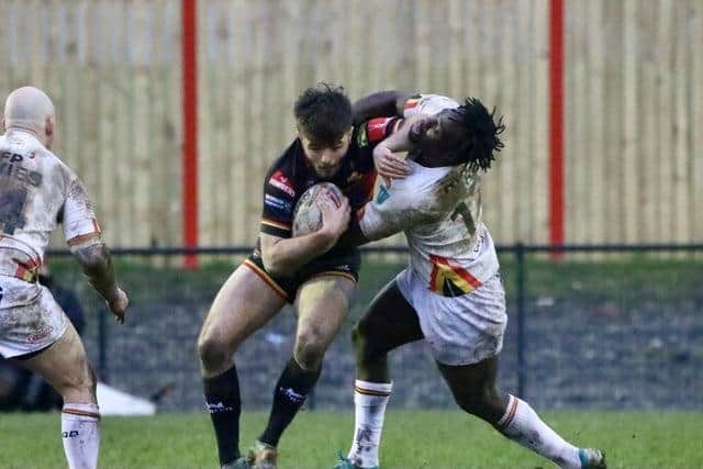 Dewsbury Rams lost 40-4 to Bradford Bulls in their 1895 Cup group stage clash at the FLAIR Stadium. (Photo credit: Thomas Fynn).