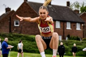 Olivia Reah won the triple jump for Spenborough AC at the Northern League meeting at York.