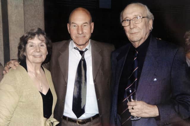 Sir Patrick Stewart with Cecil Dormand and his wife Mary.