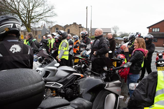 Liversedge motorbike club, Route 62 Bikers, setting off on their ride to Bridlington and back to raise vital funds for the Leeds-based children's charity, Little Hiccups