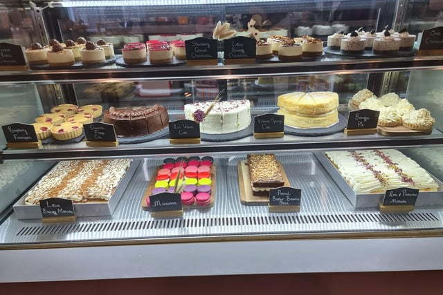 The cafe has an extensive menu, including a wide range of desserts.