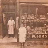 The young Alec Fozard poses confidently with hands on hips outside the butcher’s shop in Bradford where he served his apprenticeship.