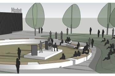 An artist's impression of plans to create a natural amphitheatre at Savoy Square in Cleckheaton