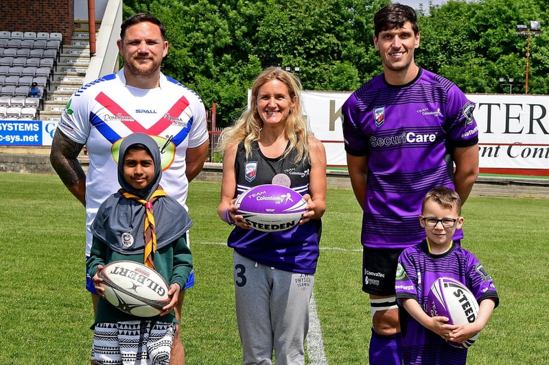 10. Batley and Spen MP Kim Leadbeater with players from Team Colostomy UK and British Asian Rugby Association