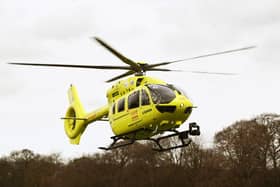 An air ambulance landed in Dewsbury this lunchtime (Wednesday).