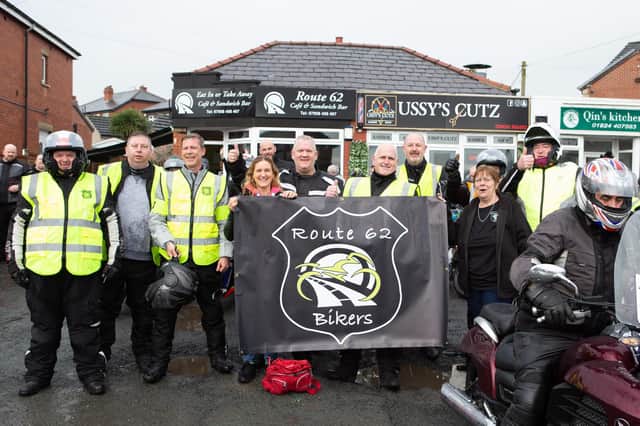 Liversedge motorbike club, Route 62 Bikers, setting off on their ride to Bridlington and back to raise vital funds for the Leeds-based children's charity, Little Hiccups. Members are pictured with Batley and Spen MP Kim Leadbeater