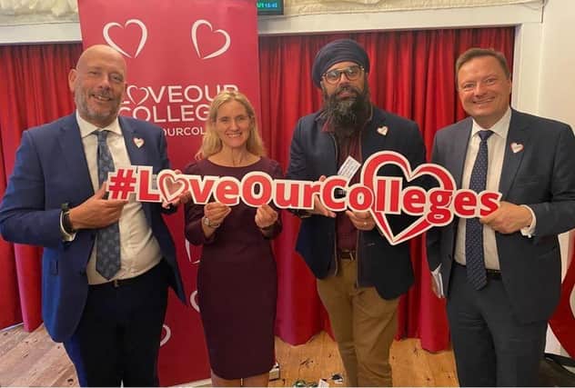 Local MPs Mark Eastwood, left, and Kim Leadbeater, second left, have offered their support to Kirklees College during Colleges Week.
