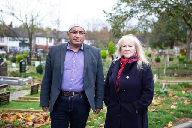 Mohammed Javed, chair of Dewsbury Cemetery Action Group, with Christine Leeman, treasurer of New Friends of Dewsbury Cemetery.