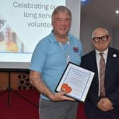 Martin Sharpe, HWD Hospital Radio volunteer, left, with Brent Kilmurray, chief executive of Mid Yorkshire Teaching NHS Trust.