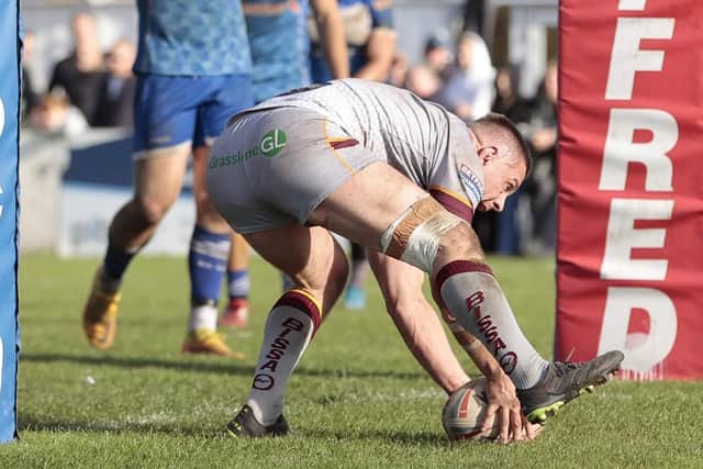 Alistair Leak scored two tries in Batley Bulldogs' play-offs win win over Barrow Raiders. Picture: Neville Wright