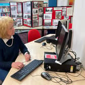 Chair of the Friends of Mirfield Library Group, Cynthia Collinson, at Mirfield Library