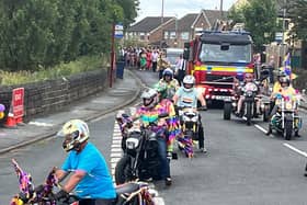 The cortege was led by the Route 62 Bikers and West Yorkshire firemen who had joined in the massive fundraising effort to help Beau in her fight against a rare childhood cancer