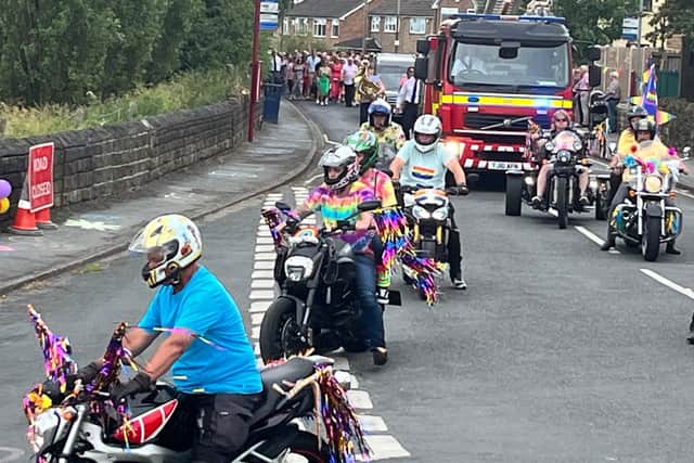 The cortege was led by the Route 62 Bikers and West Yorkshire firemen who had joined in the massive fundraising effort to help Beau in her fight against a rare childhood cancer
