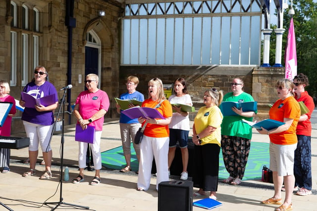 Dewsbury Community Choir performing at Dewsbury Train Station, part of Heritage Open Days