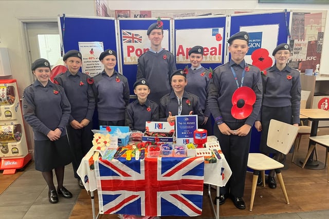 The cadets helped the Royal British Legion by selling poppies.
