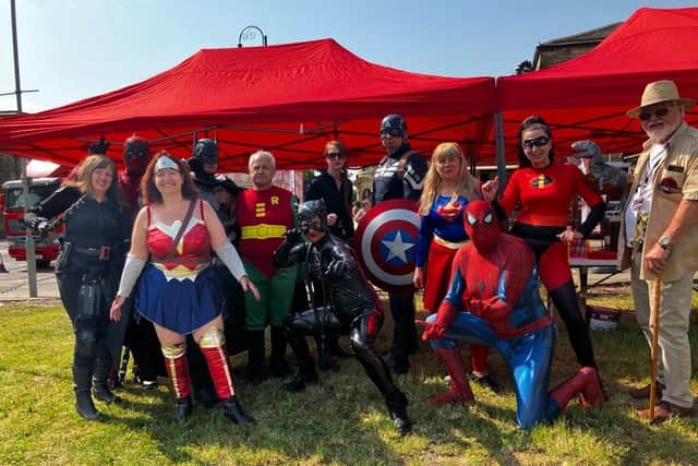 Characters at the Summer Superhero Community Fun Day in Cleckheaton