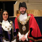 Mayor of Kirklees, Coun Cahal Burke (right) with Deputy Mayor of Kirklees, Coun Nosheen Dad