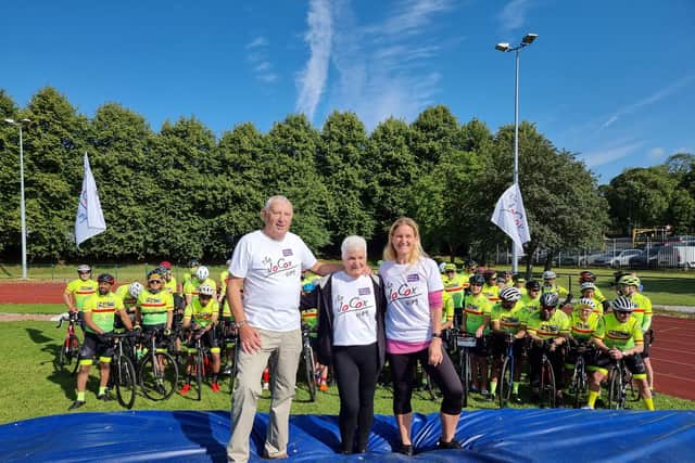 Jean and Gordon Leadbeater with their daughter Kim, MP for Batley and Spen, ahead of the Jo Cox Way bike event.