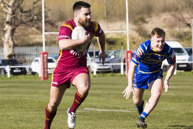 Jake Butterfield flew in for a try in Dewsbury Moor Maroons' big victory at East Leeds. Picture: Jim Fitton