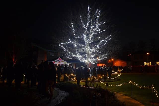 The tree at the heart of the Kirkwood’s gardens in Dalton is now lit and will continue to shine brightly.