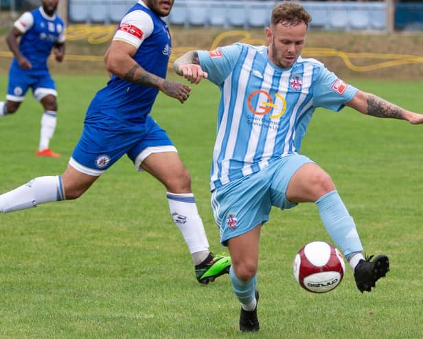 Nathan Cartman scored and hit the woodwork twice for Liversedge in their FA Cup tie against Glossop North End.