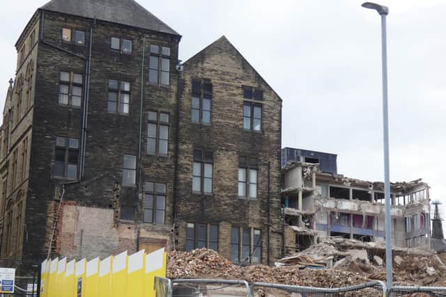 Demolition works at the rear of the Carlton Road site where a disused old pre-vocational block and a derelict engineering block once stood.